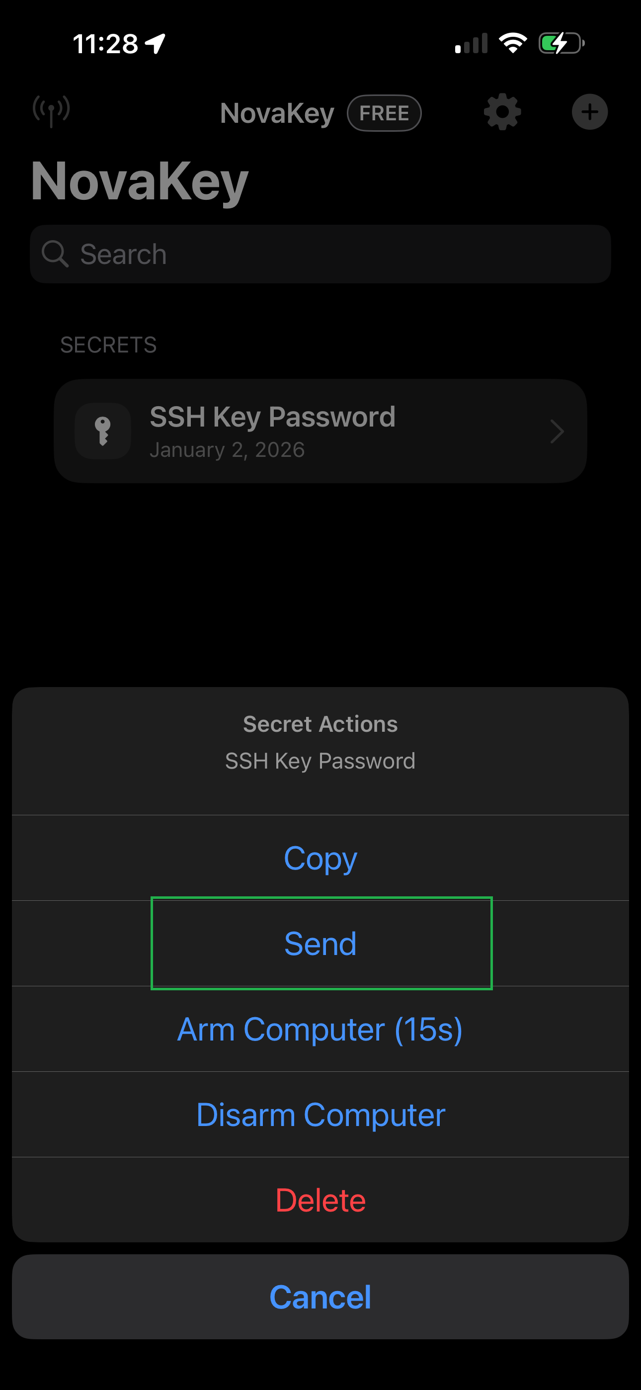 NovaKey-iOS-App Send Secret