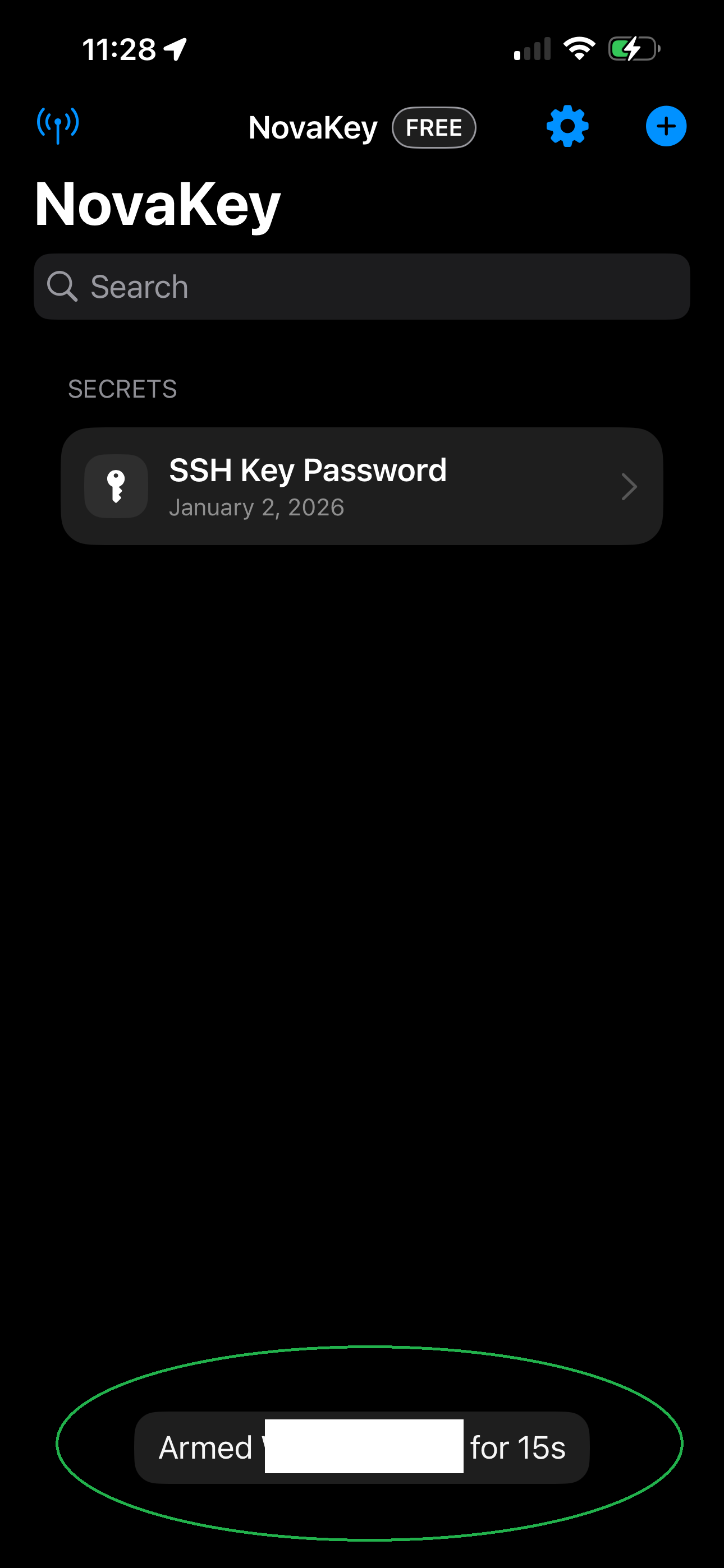 NovaKey-iOS-App Successful Arm Message