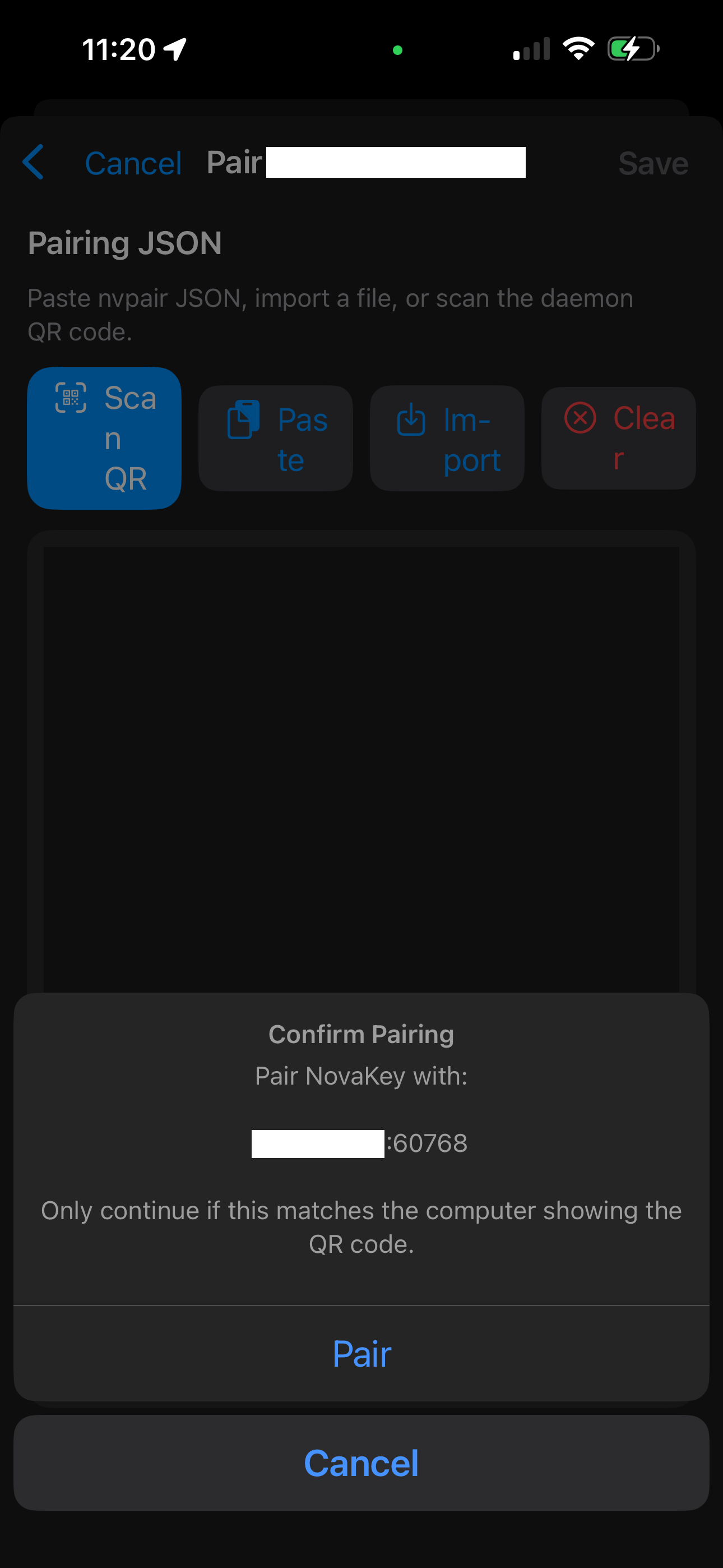 NovaKey-iOS-App Verify Pairing