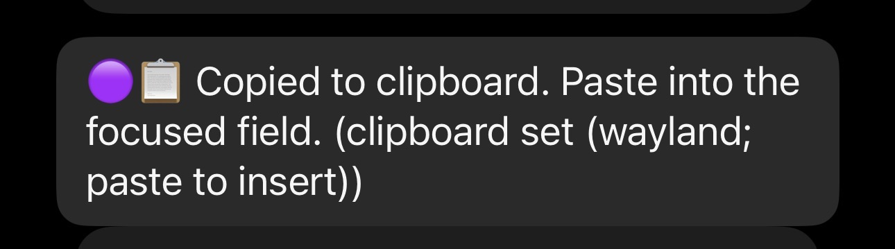 Screenshot where Linux cannot inject and copies to clipboard