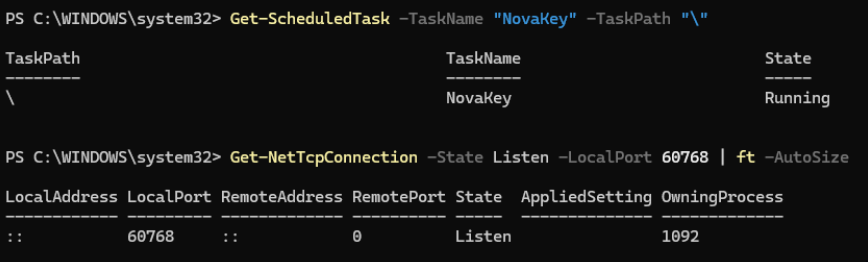 What successfully running Windows task looks like